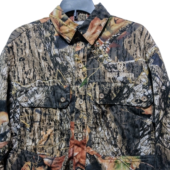 Game Winner BREAK UP MOSSY OAK Camouflage Button Down Roll Tab Shirt Youth SZ  L - Picture 2 of 9